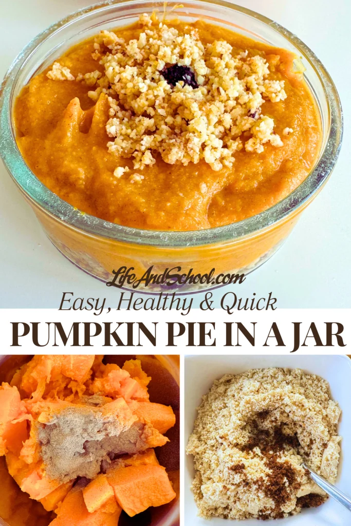 Vegan pumpkin pie in a jar