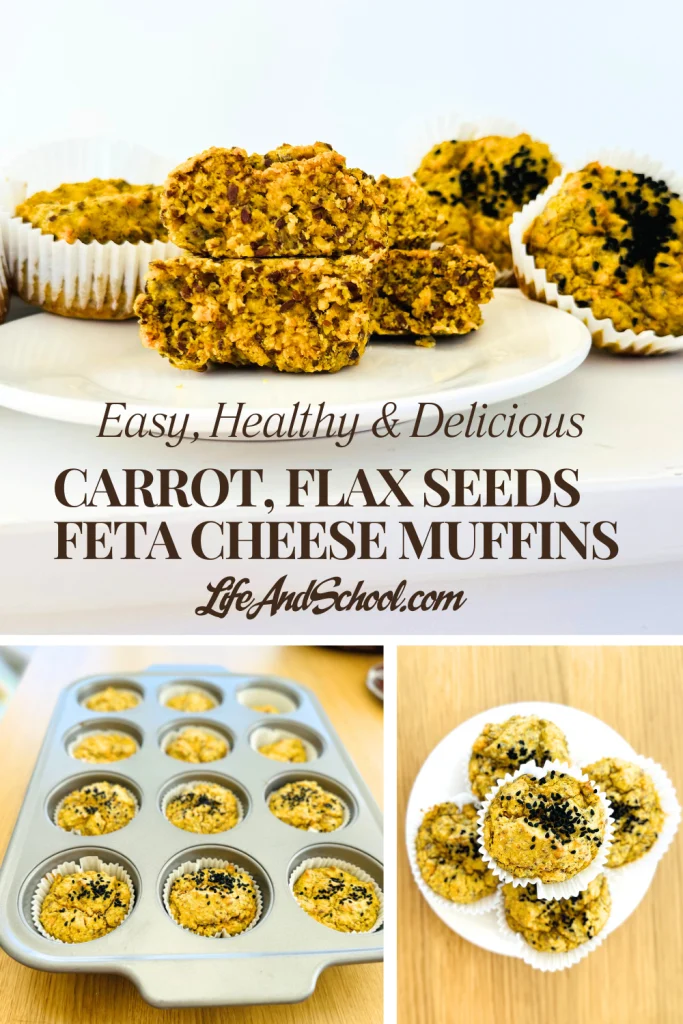 Carrot Flax Seeds Feta Cheese Muffins